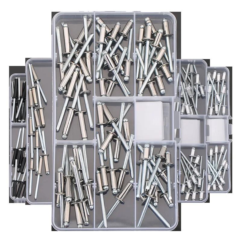 Aluminum Self Plugging Open End Dome Head Pop Blind Rivets Assortment Kit Set Sheet Metal, Automotive Duct Work and Rivet Gun