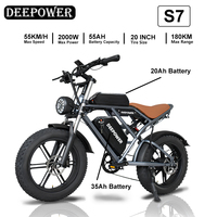 DEEPOWER S7 Adult Electric Bike 2000W Electrical Road Bicycle 48V 55Ah Fatbike MTB E-bike 20\