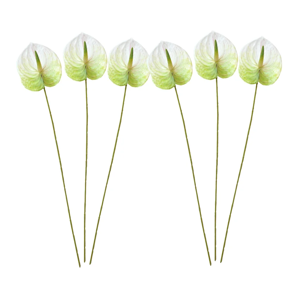 

6Pcs Simulation Anthurium Flower Bunch Realistic Artificial Flowers for Living Room Bedroom Decoration DIY Floral Arrangement