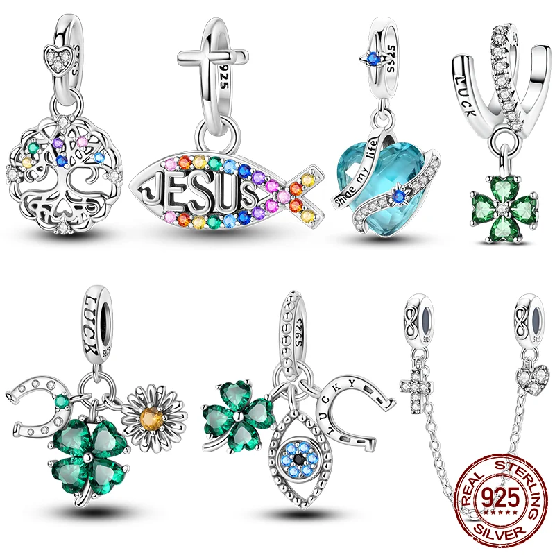 

Стерлингового серебра 925 пробы, мука, клевер, счастливые подвески, бусины, подходят для оригинального браслета, ювелирные изделия «сделай сам», подарки на вечеринку