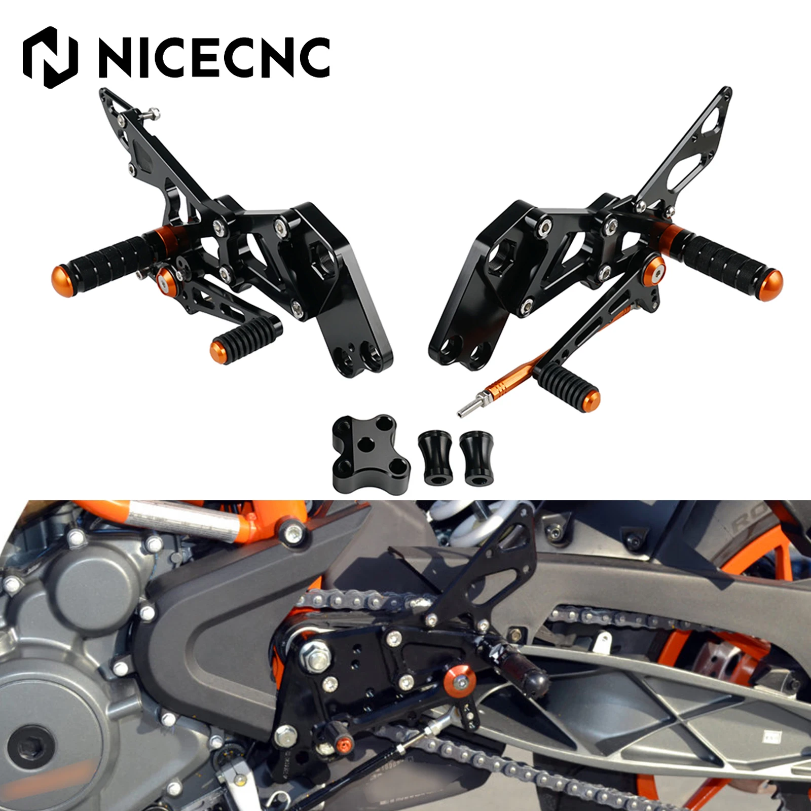 

For 2014-2021 KTM RC 125 200 390 Adjustable Racing Rear Set Footrests Footpegs RC125 RC200 RC390 2014 2015 2016 2017 2018 2019