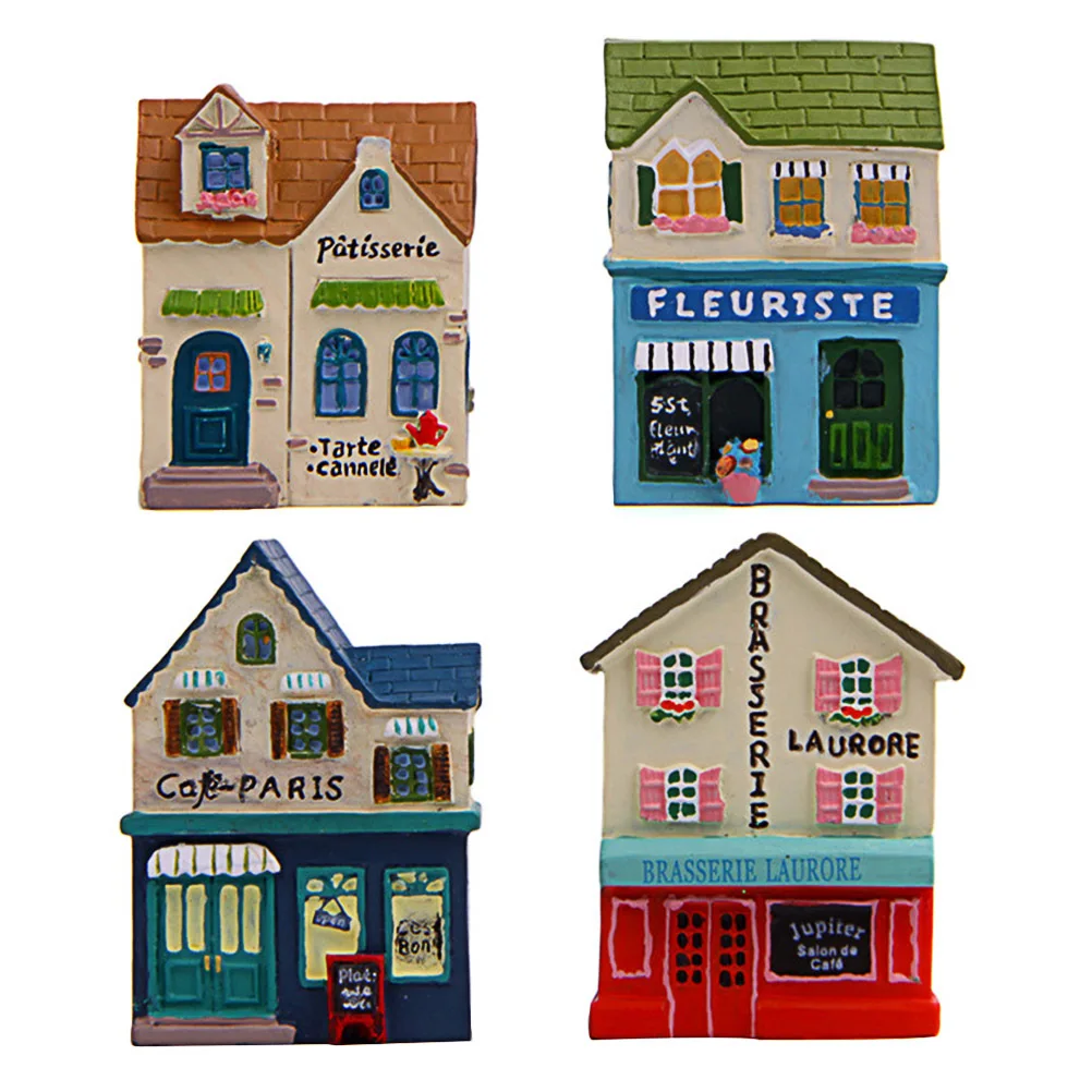 4 قطعة ديكور مصغر من الراتنج مشرق الترفيه كوخ شكل سطح المكتب خزانة الجدول زخرفة للمنزل غرفة المعيشة غرفة نوم سيارة الطرف