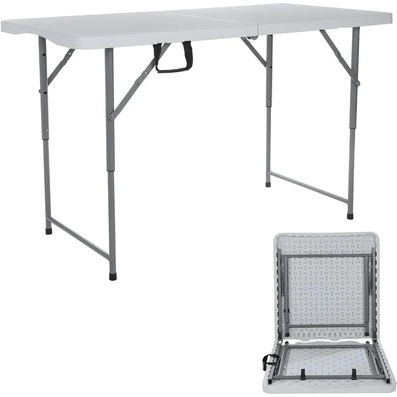 

4ft Folding Table Plastic Fold in Half w/Handle Heavy Duty Portable Indoor Outdoor for Garden Party Picnic Camping