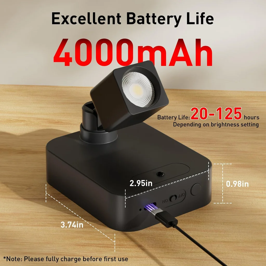 Tricolor Dimmable LED Wall Lamp USB Rechargeable Magnetic Bedside Light Remote Control Reading Lamp Adjustable Lighting Angle