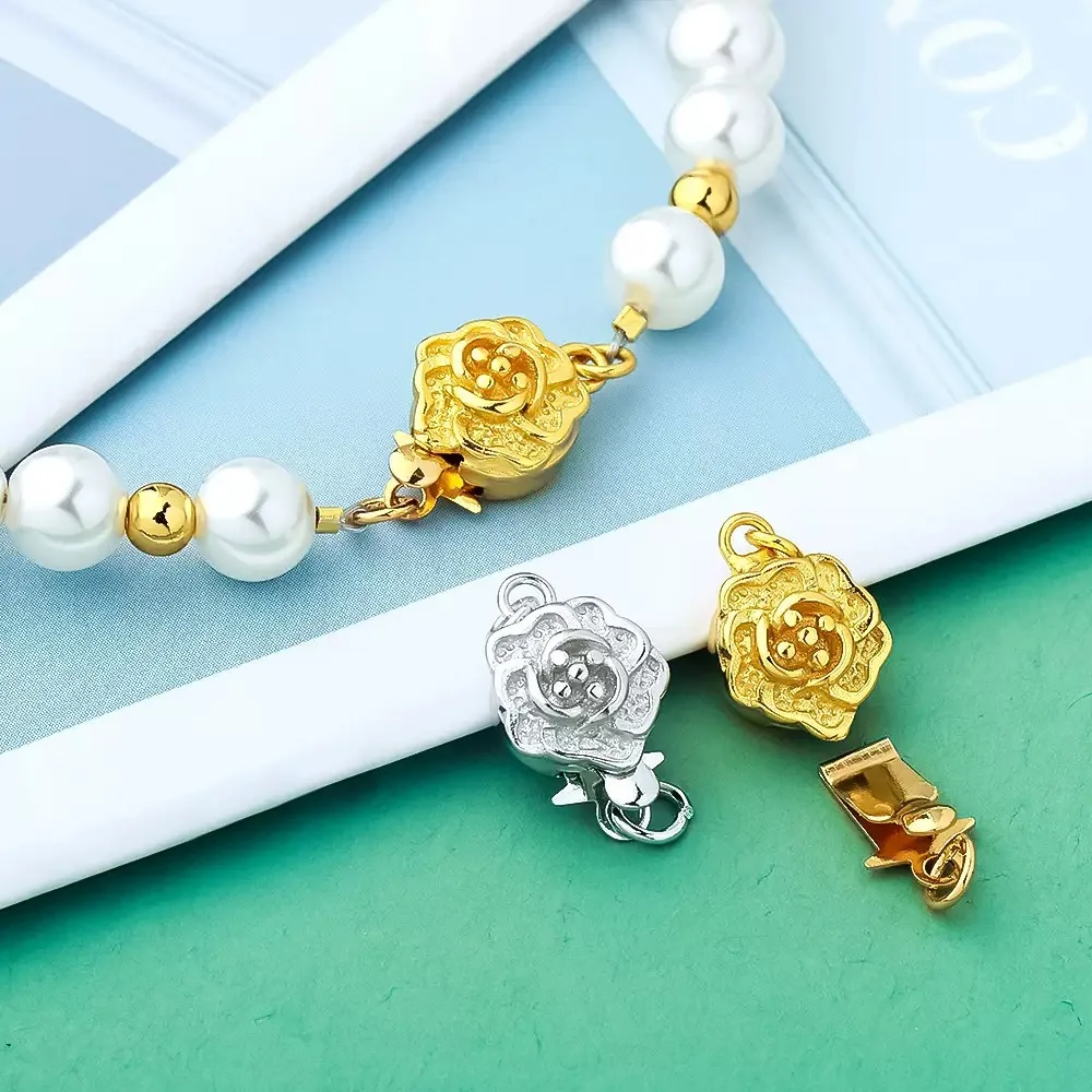 

Высококачественная соединительная застежка для изготовления ювелирных изделий из серебра 925 пробы с позолотой и розовым золотом, с узором из сохраненных цветов роз