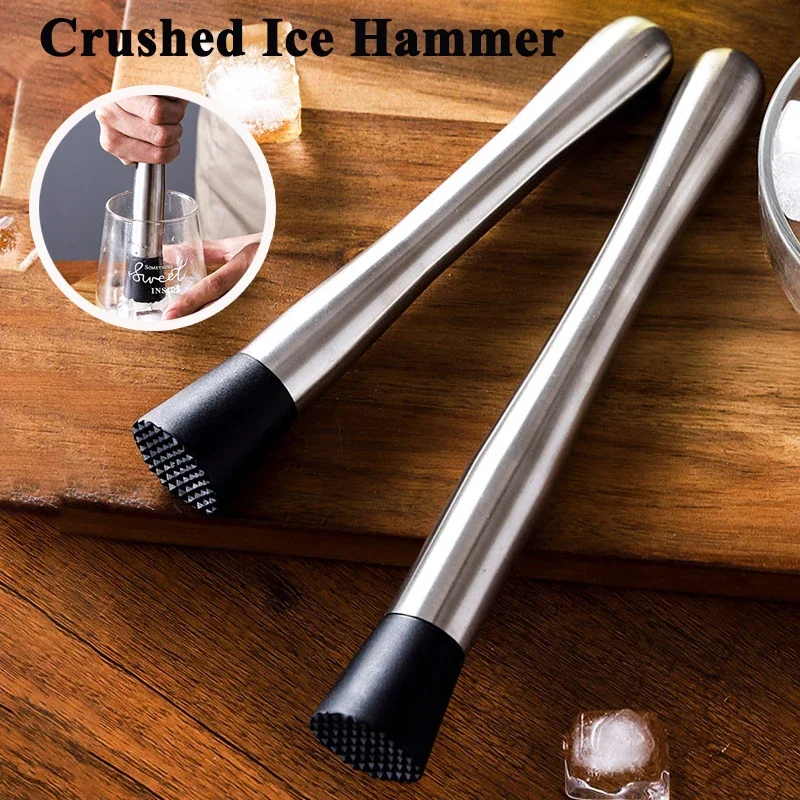 Crushed Ice Hammer Stainless Steel Cocktail Ice Cream Lemon Muddler Shaker Drink Fruit Crushed Ice Barware Multifunction Tool