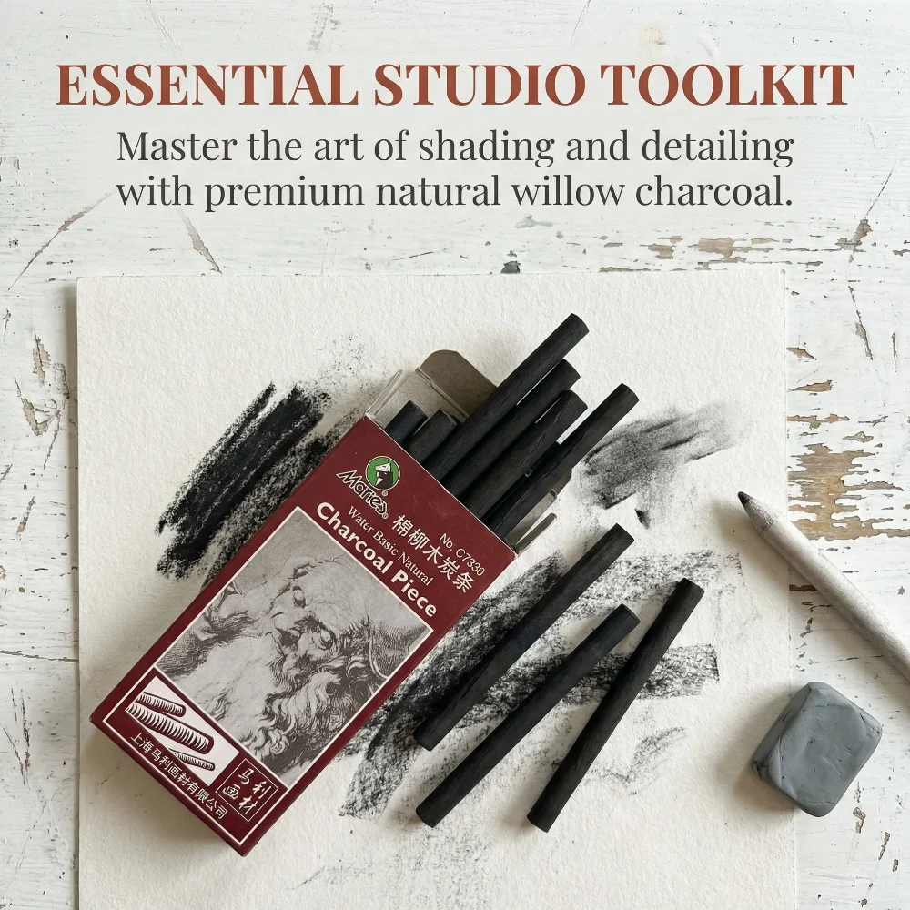Marie's 8Pcs/pack Profession Pencils Sketch Drawing Willow Charcoal Bar Artist Art Charcoal Pencil Painting Drawing Supplie
