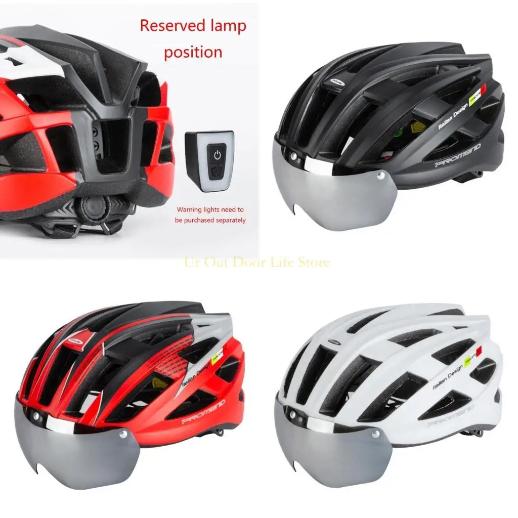 

77UF Helmet Adult Women Men Youth Mountain Bike Street Helmet Cycling Helmet with Goggles Visor Adjustable