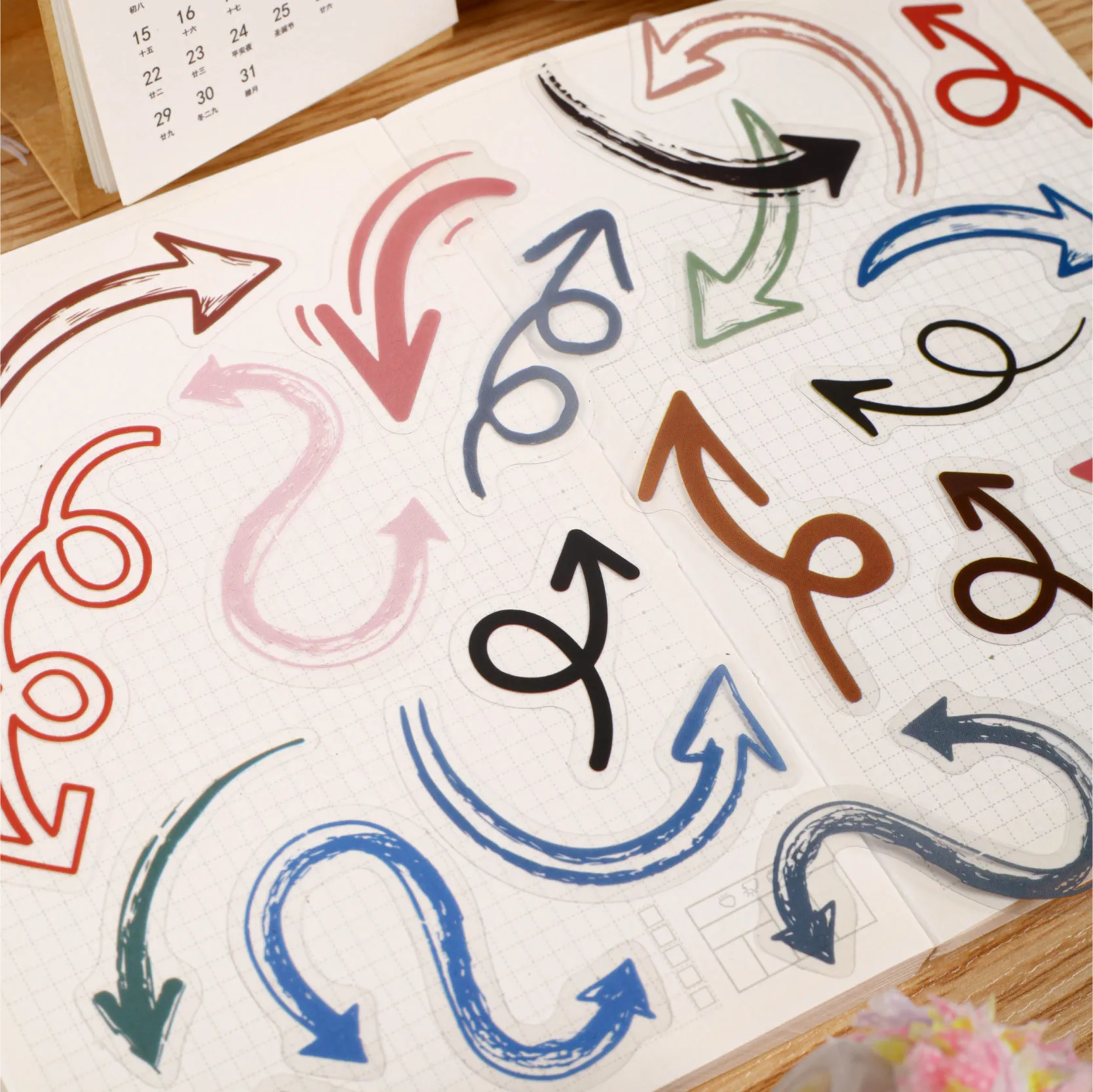 30pcs Kawaii Stationery Stickers  Arrow Hand Tie Junk Journal Planner Decorative Sticker Scrapbooking