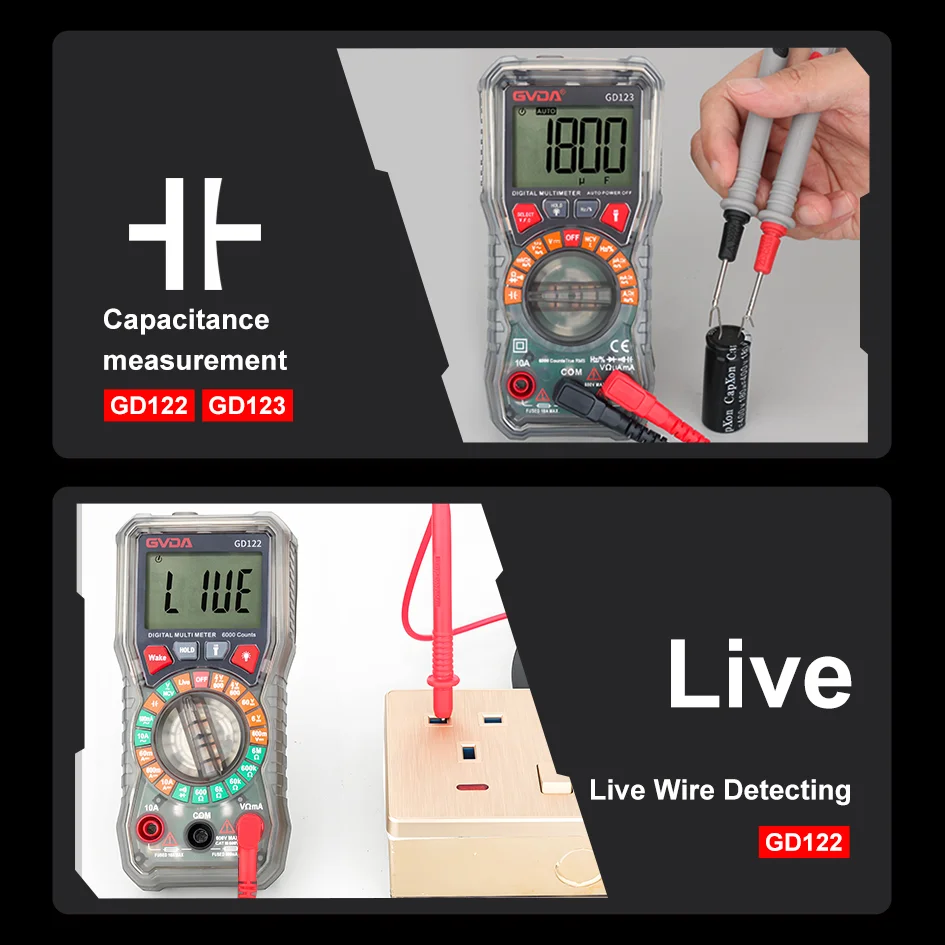 GVDA Digitales Multimeter Elektriker-Widerstandsmessgerät AC/DC-Spannungstester mit Hintergrundbeleuchtung Elektrisches Multimeter – Detail 14