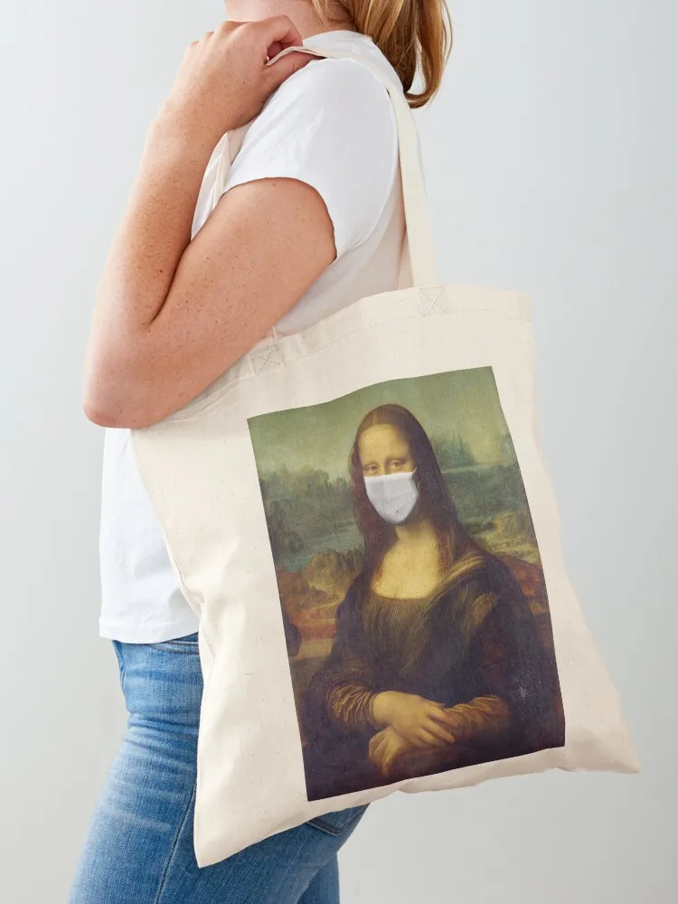 Mona Lisa in mask Tote Bag Canvas stote bag shopping bags foldable large tote bag