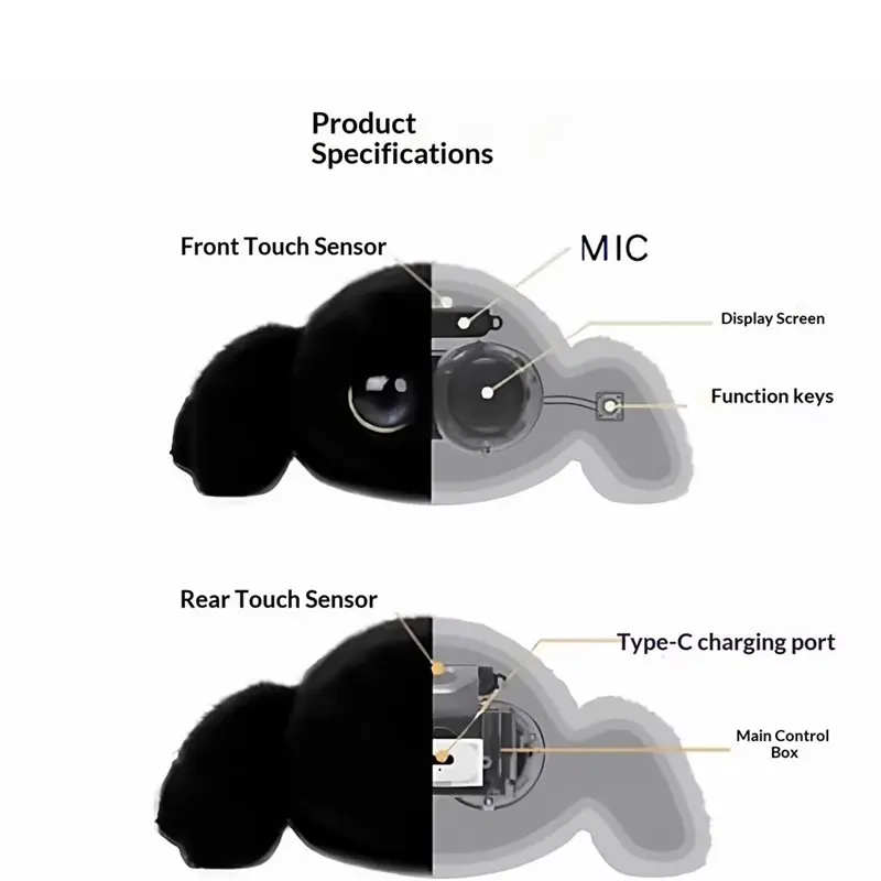 Indoor Intelligent Robot Electrics Ai Spider Smart Robot Companion Multi-Expression Emotional Conversation Gift Black