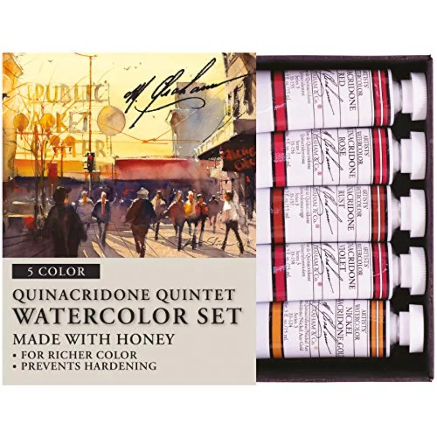 

M. Graham 1/2-Ounce Tube Watercolor Paint Set, Quinacridone Quintet 5 33-QUIN