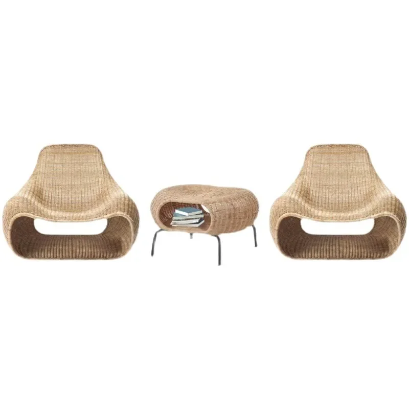 Outdoor rattan chair three-piece set, balcony sofa combination waterproof