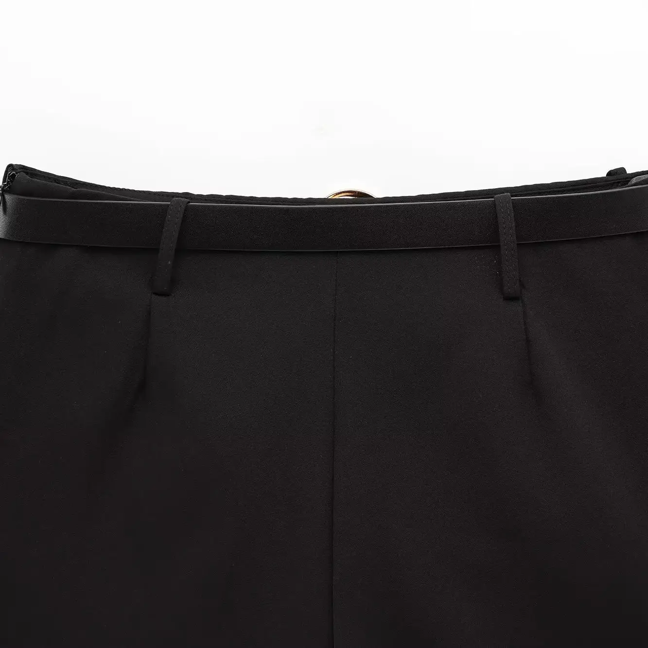 

Модная двубортная юбка, брюки с поясом, весенняя новая женская одежда, джинсы из полиэфирной ткани с высокой талией