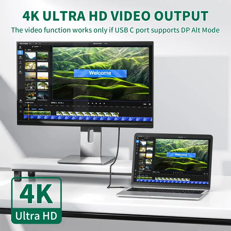Minisopuru Полнофункциональный кабель типа C 10 Гбит/с с поддержкой видеопровода 4K60 Гц PD 100 Вт, быстрая зарядка, кабель 1 м для MacBook Pro Air, кабель USB c