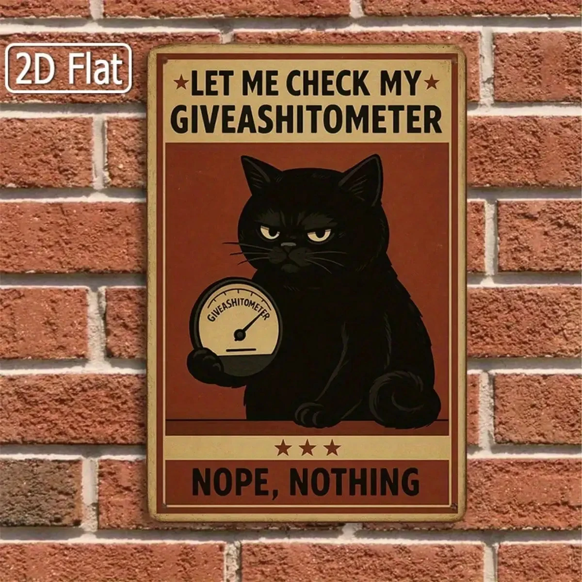 1PC Tin Sign Humorous Let Me Check My Giveashitometer - Office_Bedroom Decor, Funny Quote Black Cat Design, 8x12in 20x30cm