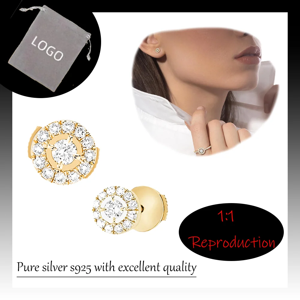 

Luxury premium pure silver s925 Messik elegant JOY ROUND DIAMONDS series fashionable women's earrings