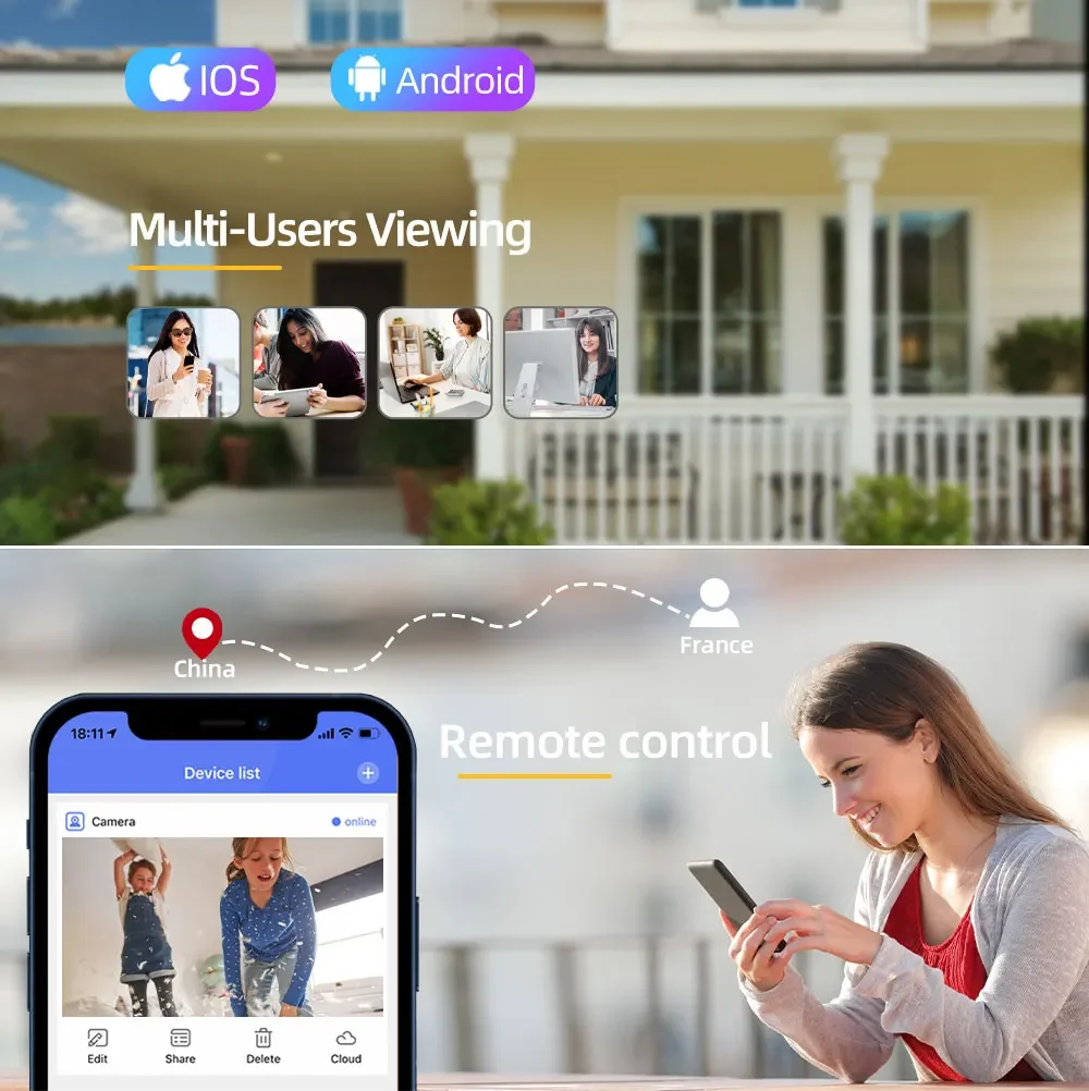 Eseecloud 5MP 10CH Wireless Wi-Fi NVR Home Security IP Camera System Human Detection CCTV NVR Kit Camera Surveillance Systems