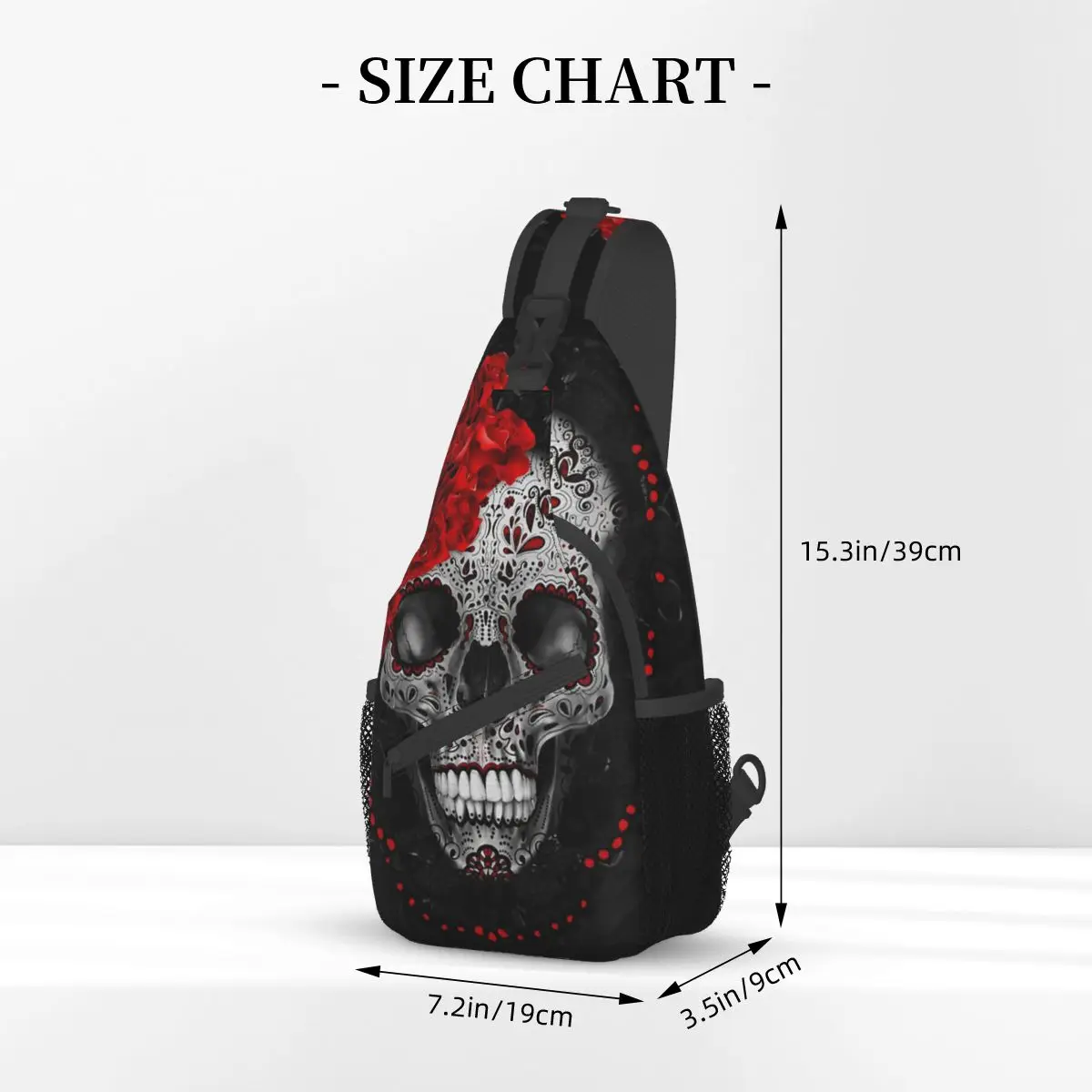 Sugar Skull-Sac à bandoulière en dentelle rose noire, sac à dos de poitrine cool, sac à dos initié, sac à dos pour la randonnée, sac à livres de sports de plein air