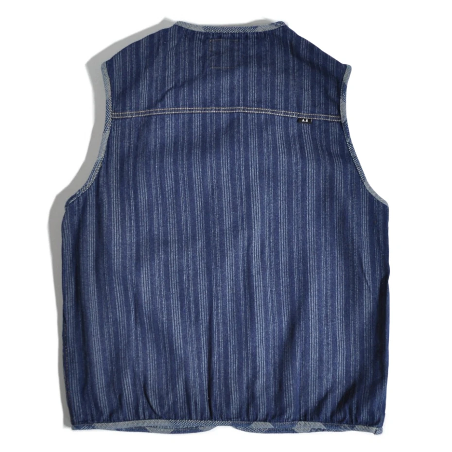 Vintage Blue Denim Vest Jackets Men Streetwear Sleeveless Cargo Coats Harajuku Multiple Pockets Loose Casual Jeans Vests Male