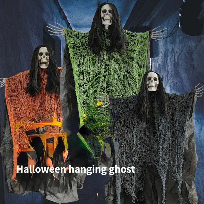 

3 Pcs/Set Halloween Hanging Ghost Halloween Horror Haunted House Secret Room Bar KTV Decoration Atmosphere Props Skeleton