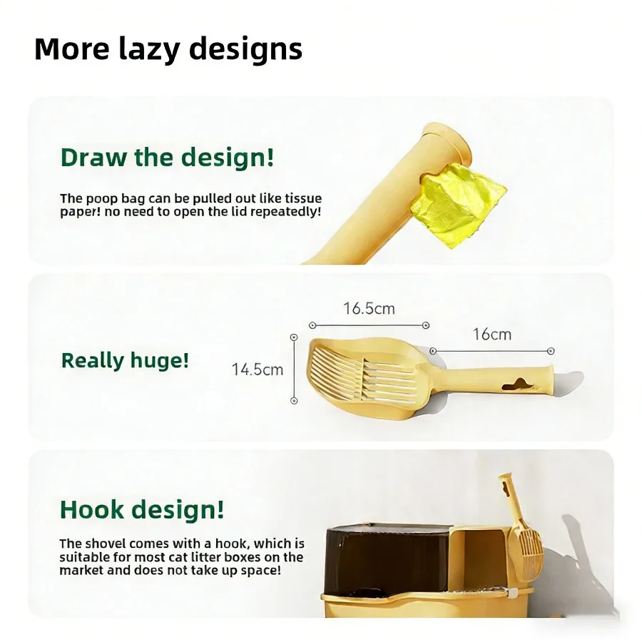 Ergonomic Cat Litter Scoop with Bag Holder, Large 35cm Durable Plastic Scoop for Easy Waste Cleaning - Image 4