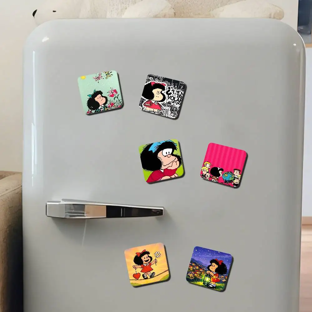 M-Mafalda Girl Refrigerator Magnets Magnet Personalized Fridge Magnet Square Shape Fridge Refrigerator Wall Door Decoration