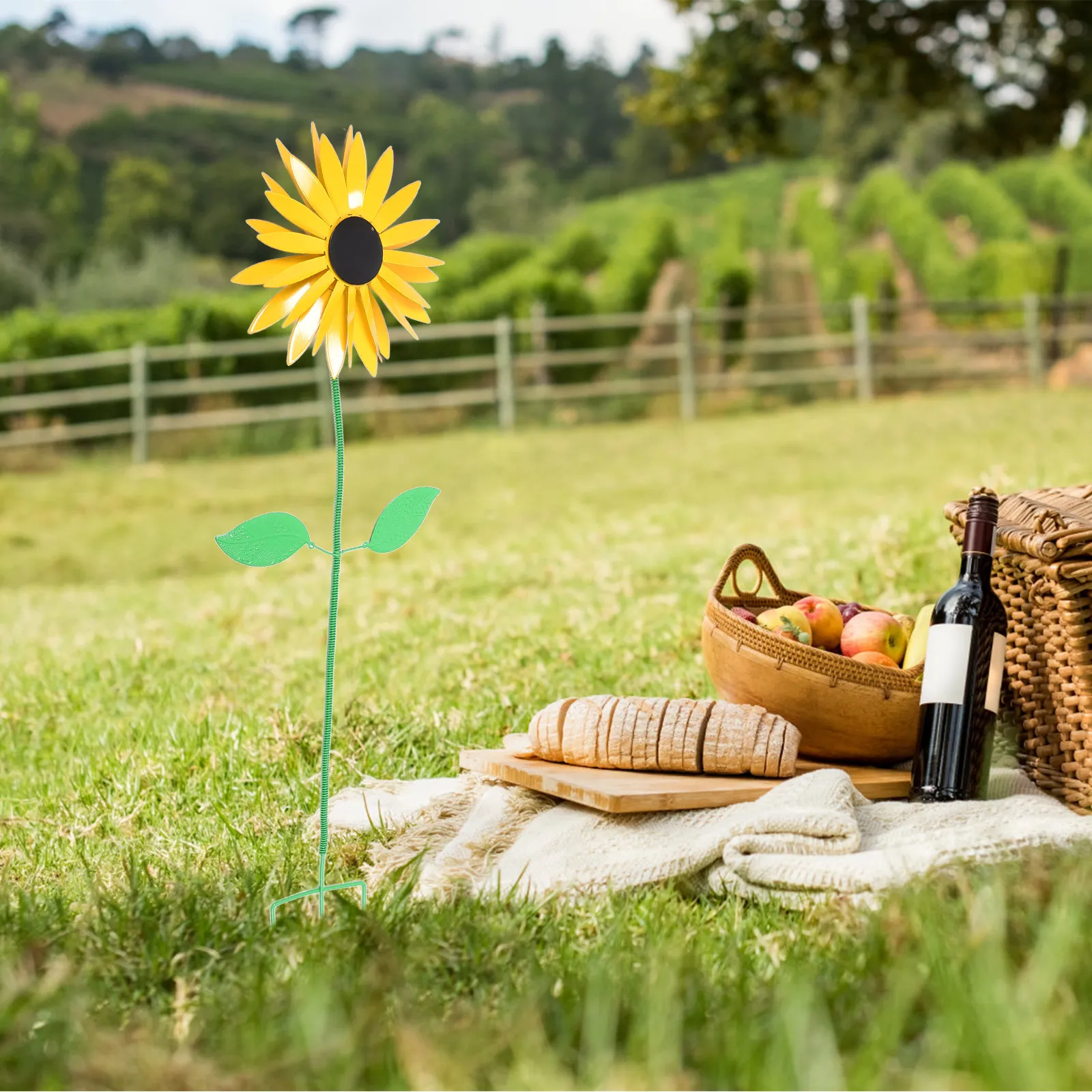 

Металлическая ветряная мельница-вертушка в форме подсолнуха для украшения сада и двора, вращающийся декор для ландшафта