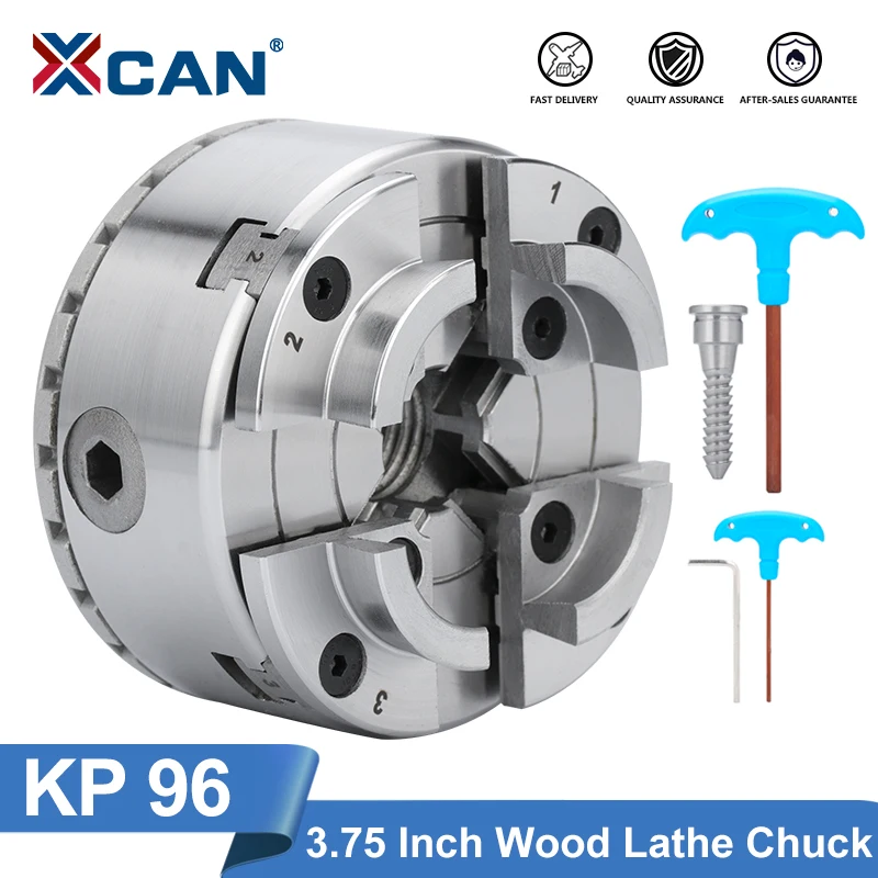 XCAN Chuck KP96 4-Jaw Self-Centering Chuck for Wood Lathe 3.75 inch Lathe Tools