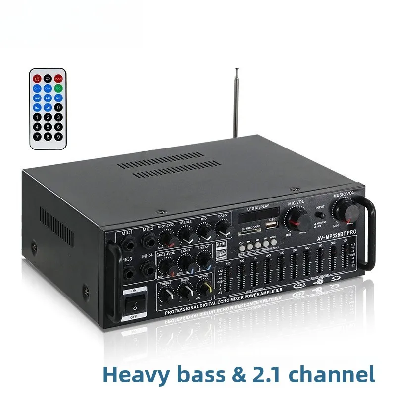 AV-MP326BT PRO 2.1 Channel Bluetooth Power Amplifier EQ Control Heavy Bass Stereo Amp Home Karaoke Speaker Replacement Parts