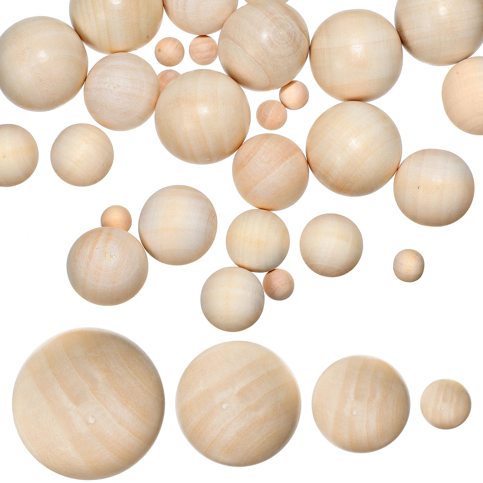 

40pcs Balls 10mm Round Craft Balls 20mm 25mm 30mm Unfinished Solid Beads Craft Diy Natural Color Wooden Rounds Decor