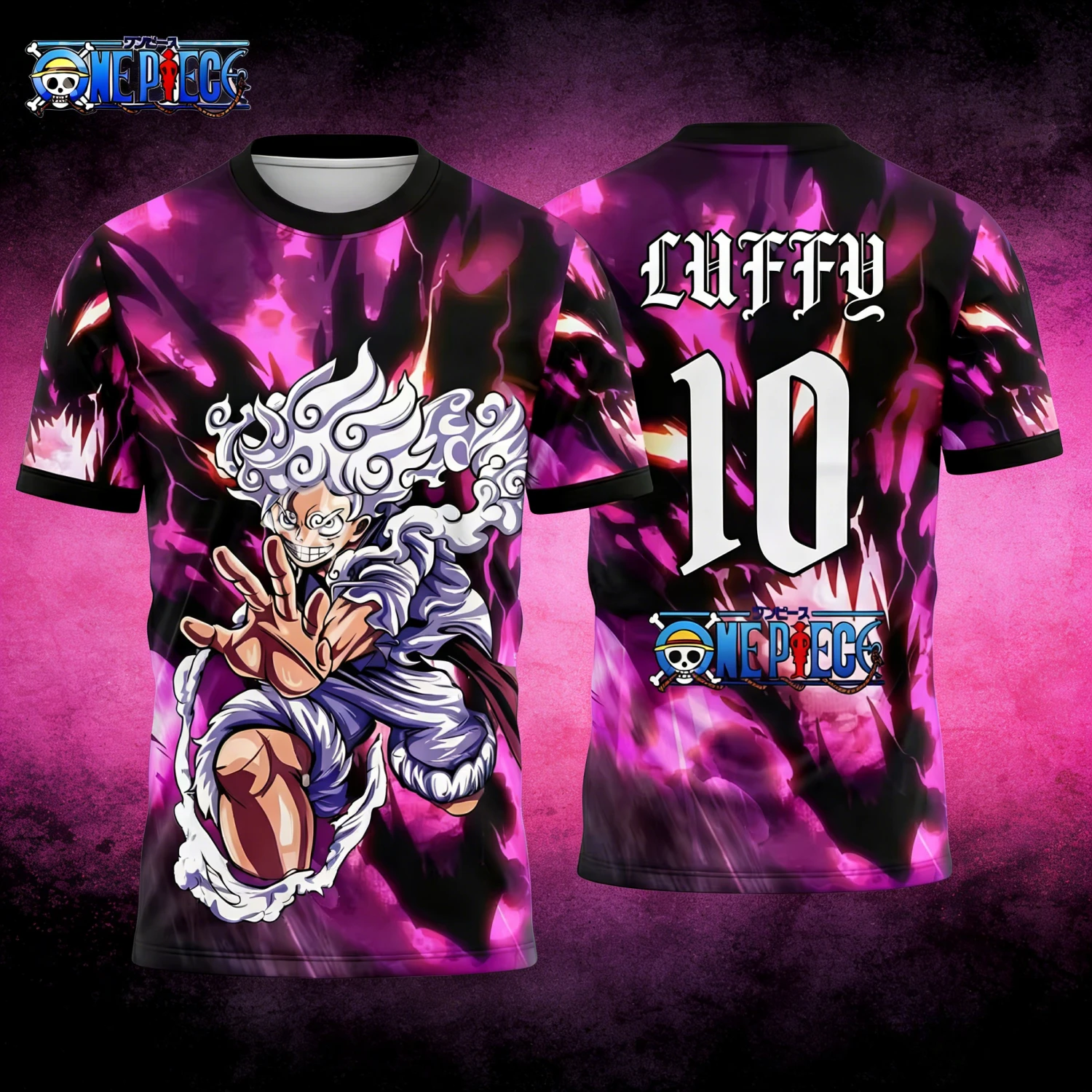 2026 Summer One Piece Luffy Retro Cosplay T-shirt Men's Oversized 3D Printed Short-sleeved Family Unisex Children's Sports Shirt