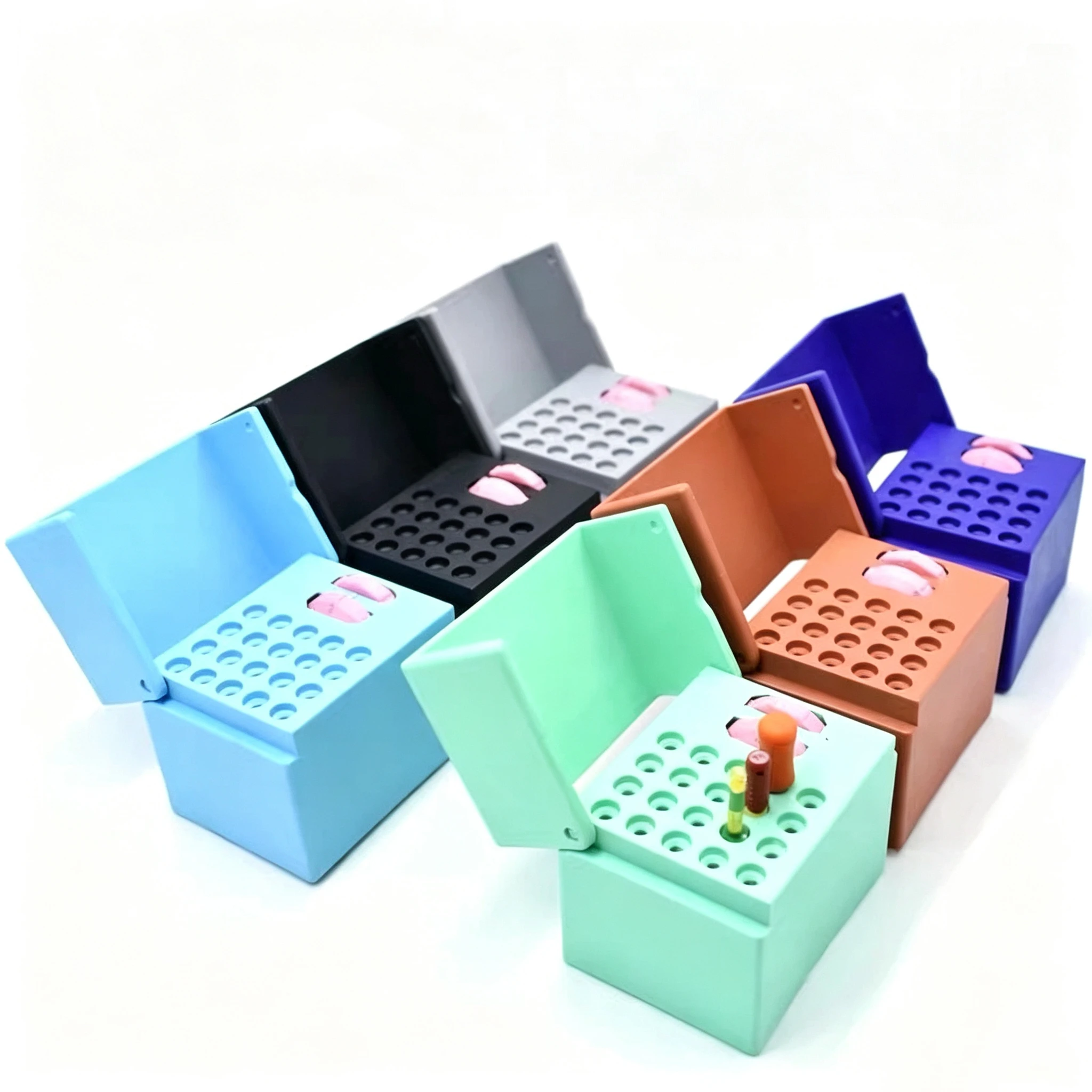20 Holes Dental Endo Files Disinfection Box Autoclavable With Memory Holder Measuring Counter Oral Care Tools