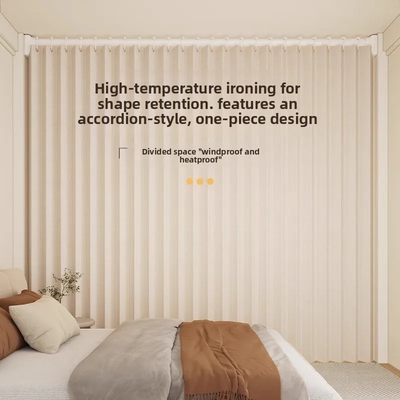 Foldable Partition Curtain, Suitable for Living Room Bedroom, Room Partition, Invisible Blocking Door Curtain, No Need To Drill