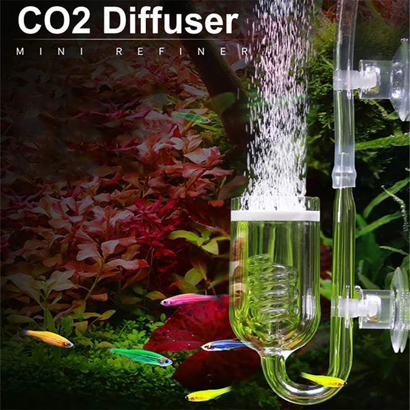 

CO2 Glass Refiner Water Grass Tank Tri Rotating Dioxide Refiner Diffuser Stainless Steel Spiral Refiner Aquarium Accessories