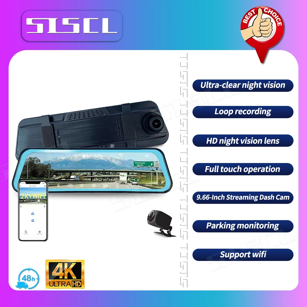 

Dash Cam 4K Car Dvr Carplay Android Auto Stream RearView Mirror GPS 5G WIFI FM Radio Dashcam Car Camera Drive Recorder