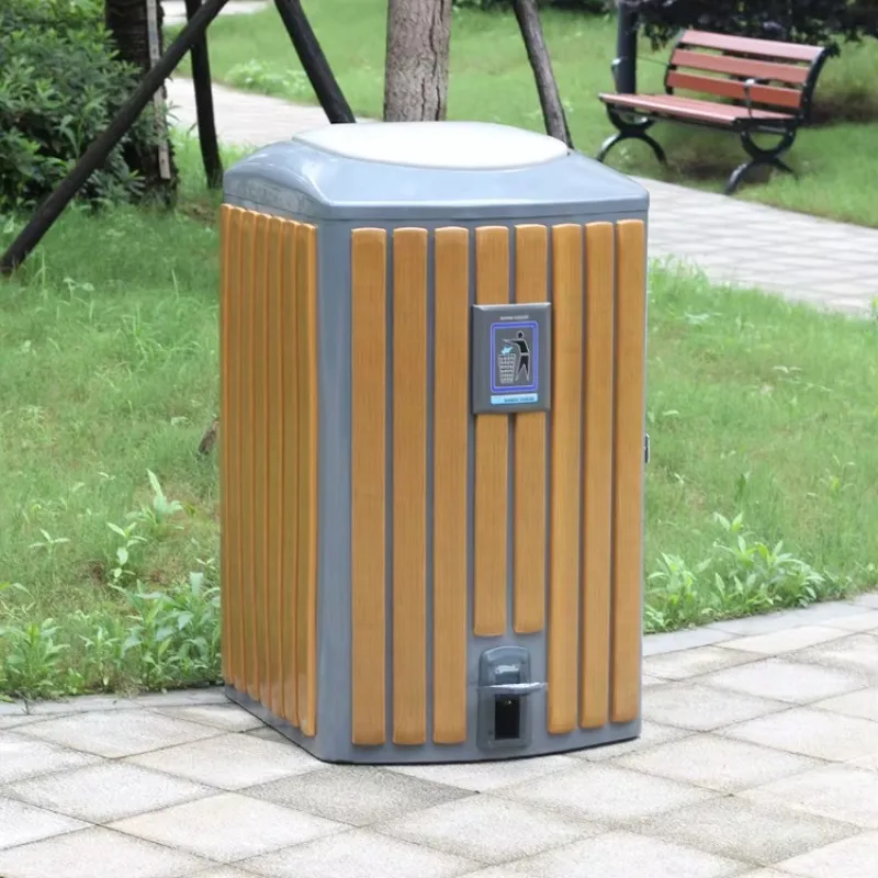 Barrel Shaped Trash Can Plastic Wood Galvanized Steel Storage Bucket with Stand Waste Bin Without Lid for Garbage