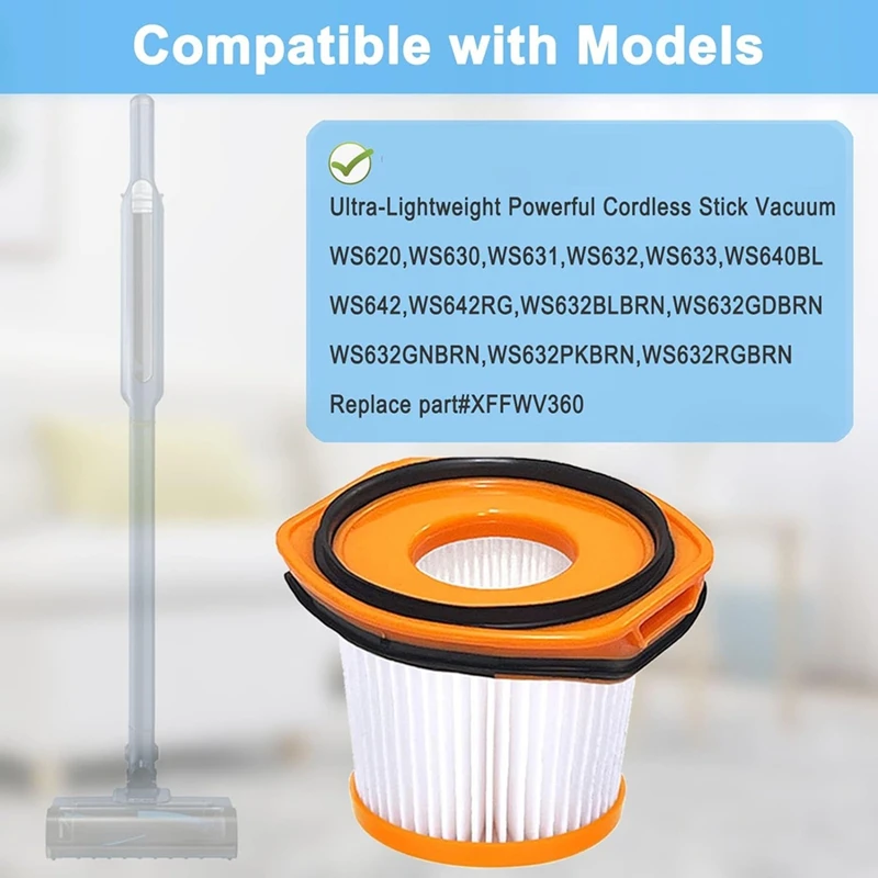 Substituição do filtro de vácuo para tubarão, sistema Wandvac, substituição para tubarão WS620, WS632, WS630, 8 Pack