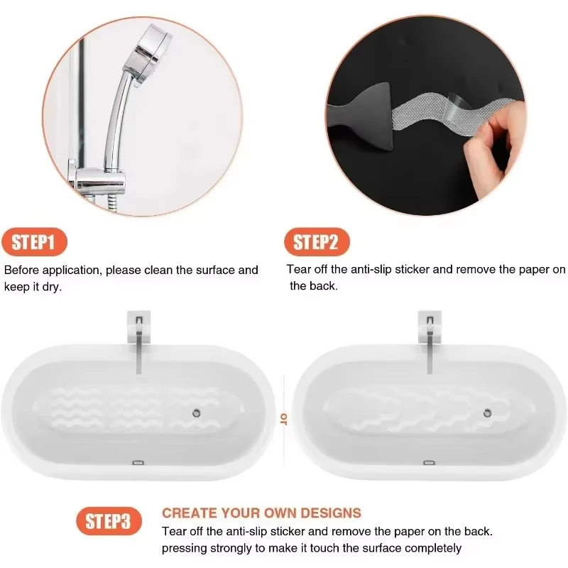 Bathroom transparent bathtub anti slip sticker, strong adhesive, easy to cut, waterproof, anti fall safety sticker