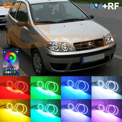 For FIAT PUNTO 188 Mk2 2003 - ON BT App RF Remote Control Multi-Color Ultra Bright RGB LED Angel Eyes Kit Halo Rings Light