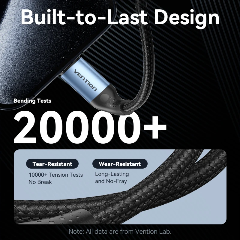 Vention 240 واط PD3.1 USB نوع C إلى نوع C كابل 5A 48 فولت شحن سريع C الحبل لسامسونج Xiaomi آيفون 15 16 ماك بوك كابل يو اس بي للكمبيوتر المحمول