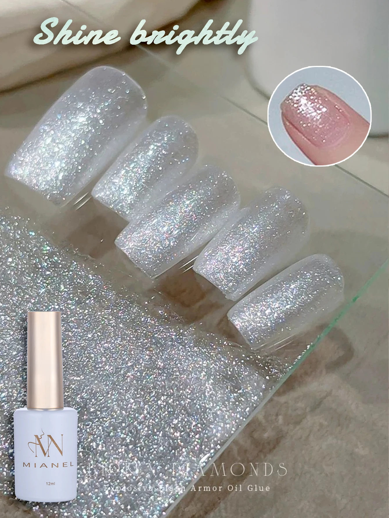 MIANEL 12ML/PCS Explosive Shimmering Gel Nail Polish High-gloss Broken Glitter Gel Polish Autumn Nails White Nails Chritmas Nail