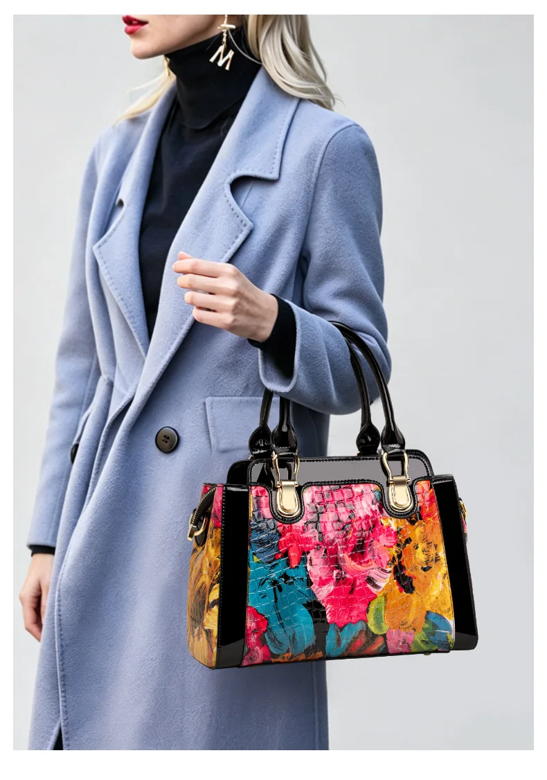 Aidrani Damenhandtasche mit Blumenmuster und Krokodilprägung, farbenfrohe Umhängetasche mit Henkel, Damen-Umhängetasche für den täglichen Gebrauch. – Detail 3