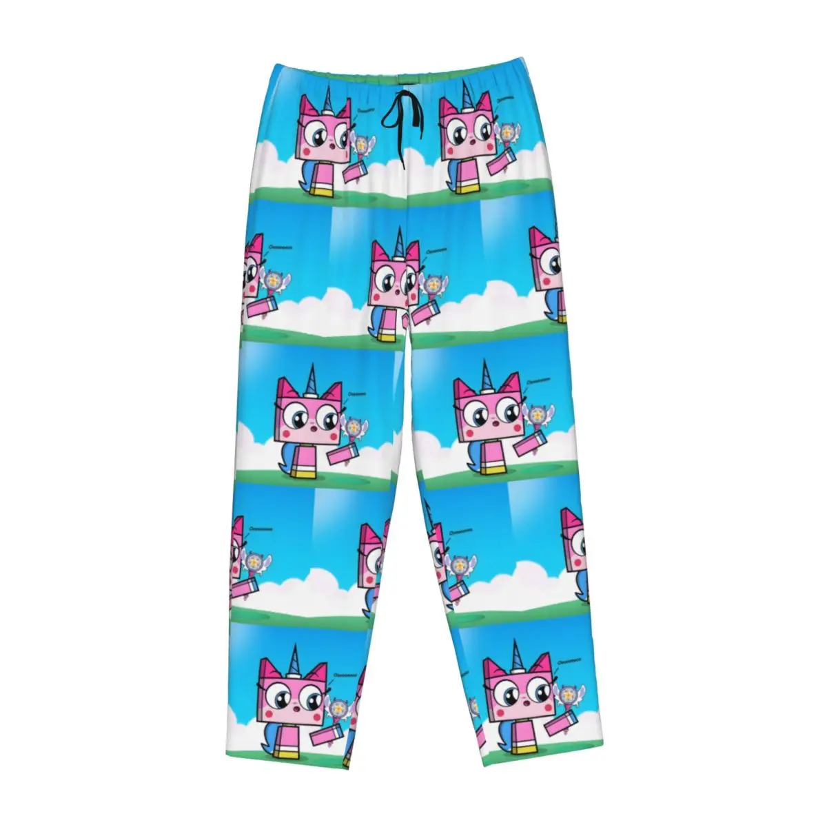 Pantalones de pijama Unikitty personalizados, ropa de dormir bonita de dibujos animados para mujer, pantalones para dormir elásticos con bolsillos