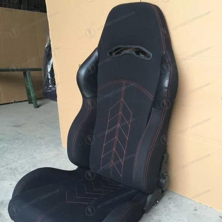 Car Seat Modified Adjustable Recliner Single Slide Rail Knitted Fabric Racing Seat for Van RV Truck