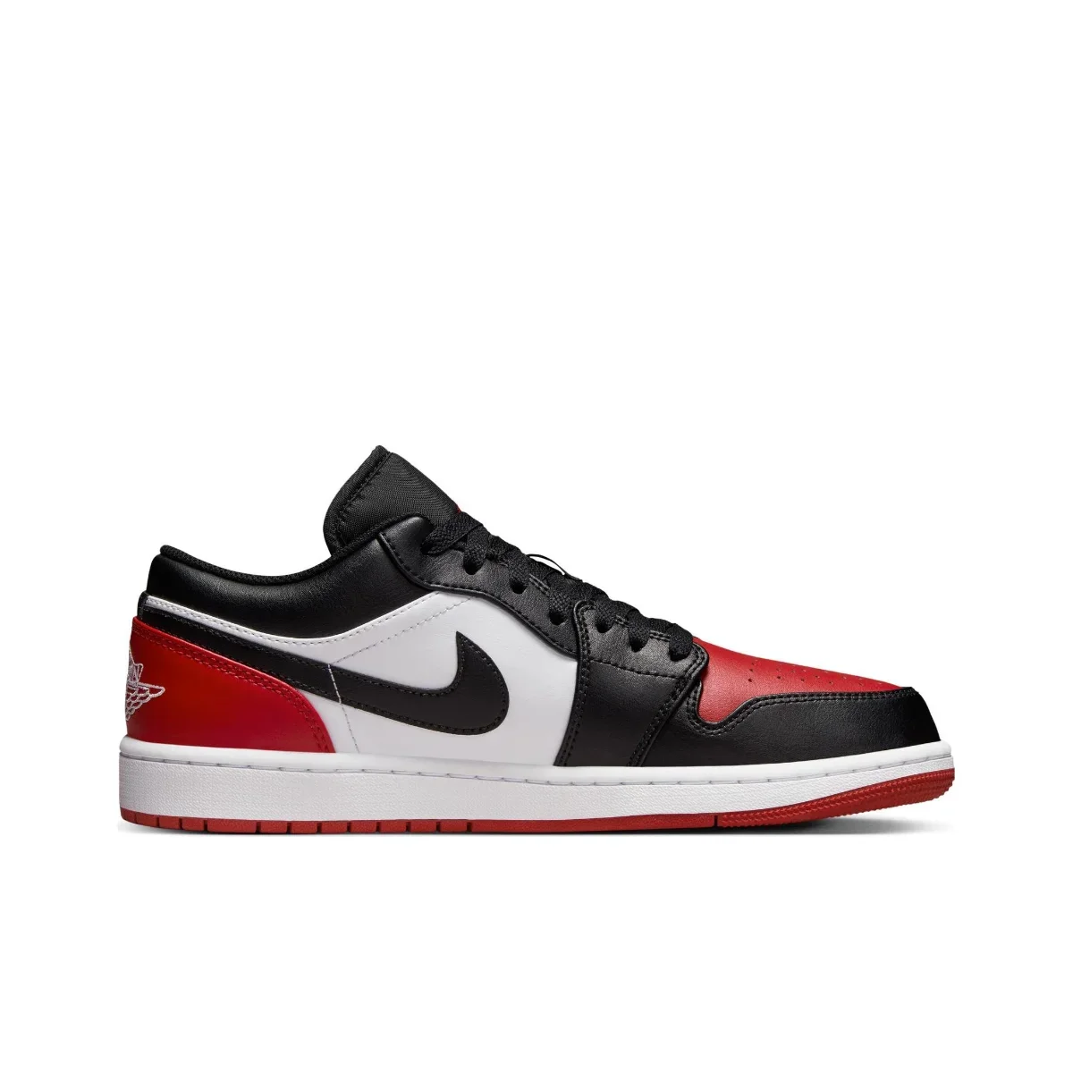 Nike Air Jordan 1 Low Classic Fashion Low Top Basketball Shoes Abrasion Resistant Anti-skid Mens Black Red White Colorway