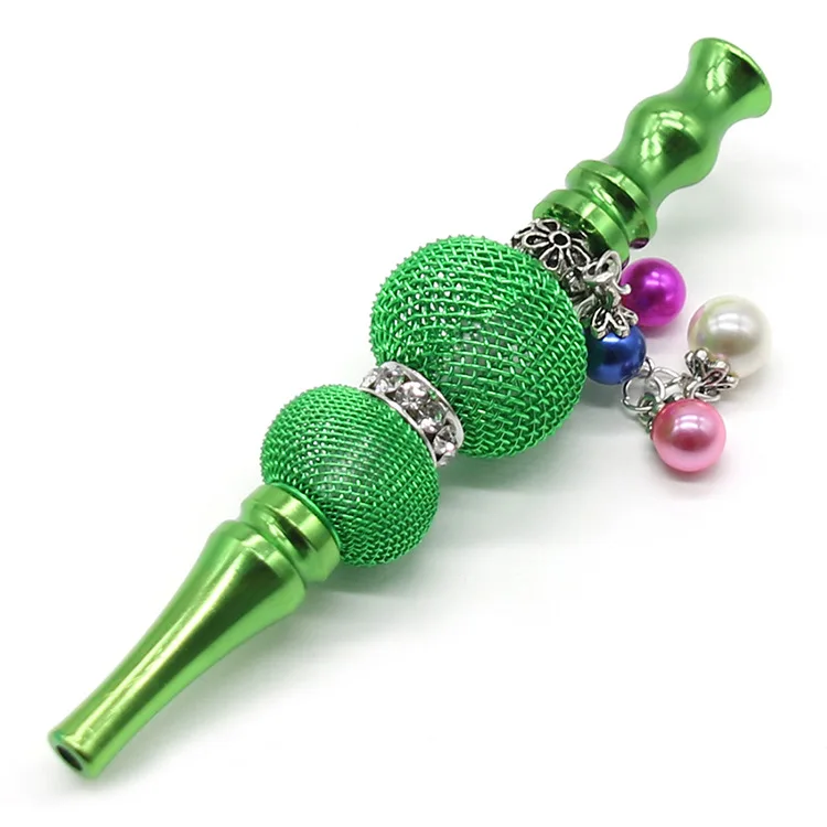 Color Mesh Ball Bling Shisha Hookah Tips Alloy Mouthpiece Blunt Holder for Women Smoking Pipe Filter