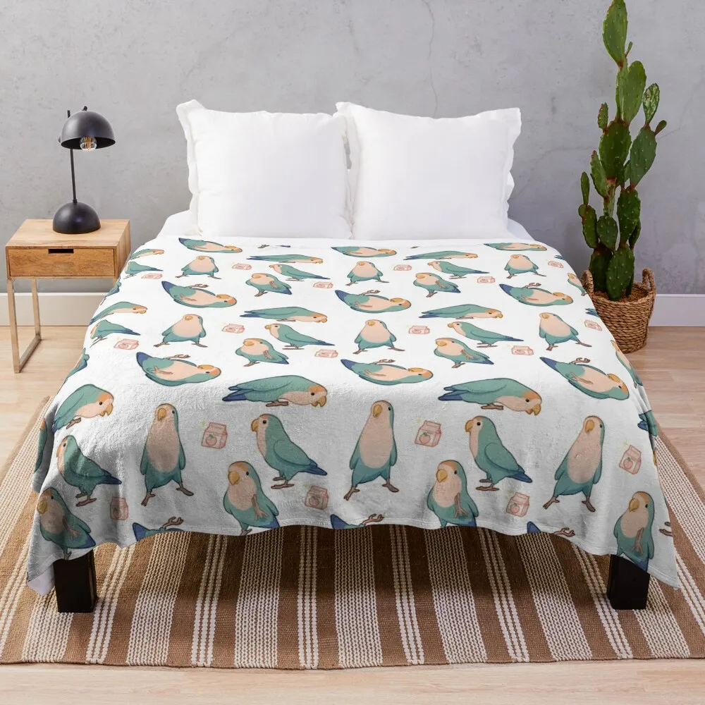 Playful blue lovebirds Throw Blanket Giant Sofa anime Nap Blankets