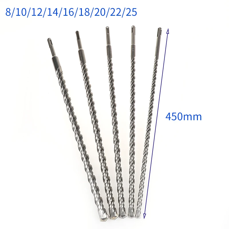 450mm SDS PLUS tungsten steel alloy concrete Hammer drill bit with round handle 10-25mm Wall Brick Block Electric  Masonry Drill